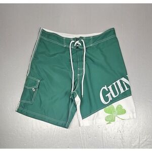 Vintage Guinness Beer Board Shorts Mens 36 Green Clover Shamrock Swim Trunks